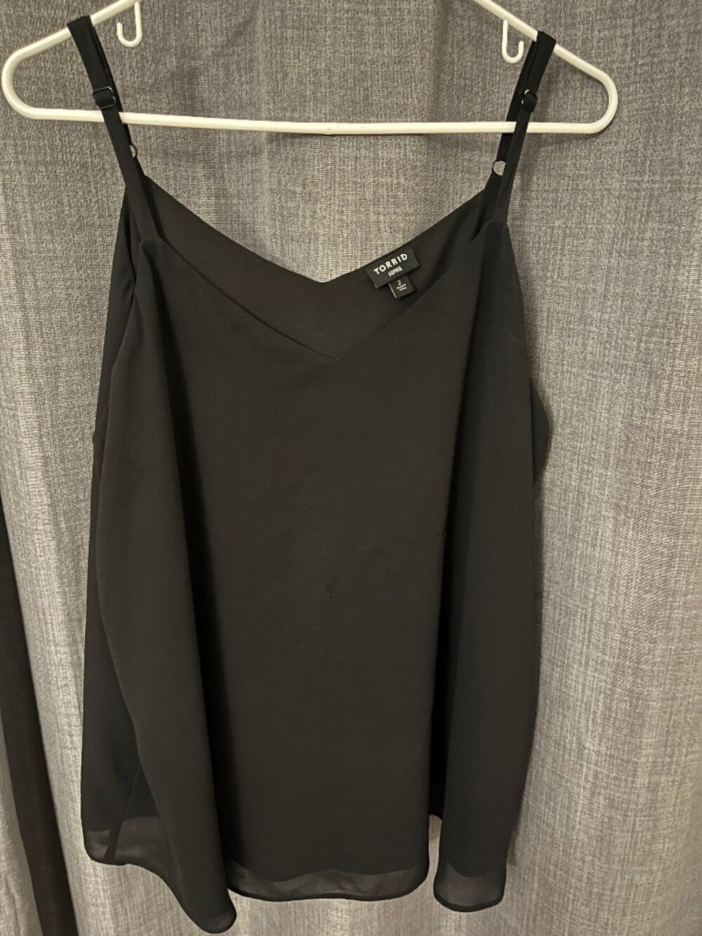 Torrid Sophie Black Layered Chiffon Cami Size 2 (2X) V-Neck Adjustable